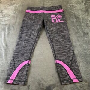 Lululemon SoulCycle Leggings Cropped Activewear Pink Gray Womens 8 29x22"
